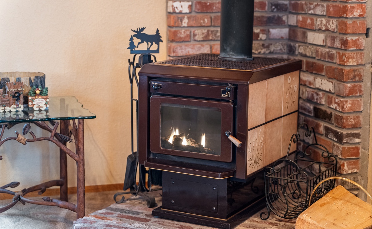 This is the heart of our living room, radiating warmth and good times.