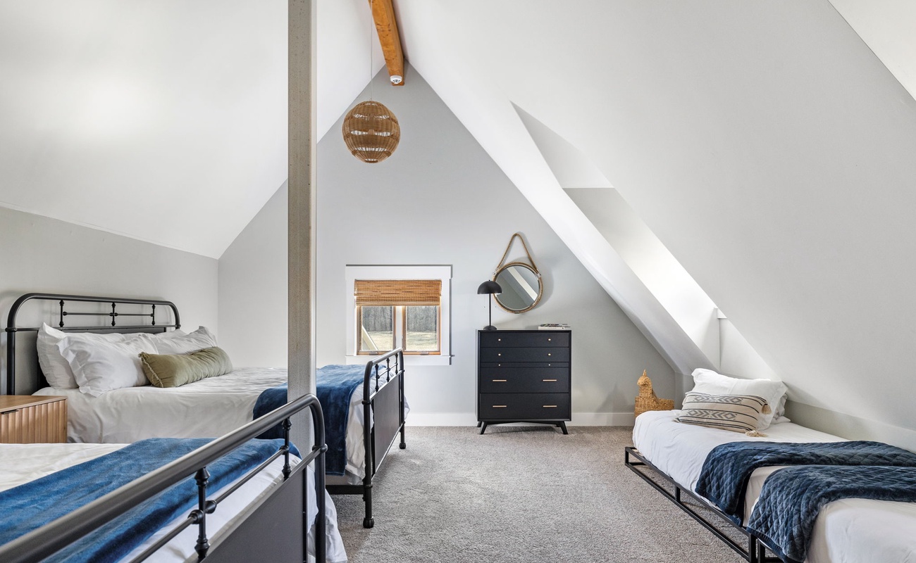 Bedroom 6 is on the upper level & has 2 king-size beds, 2 twin-size beds & a crib.