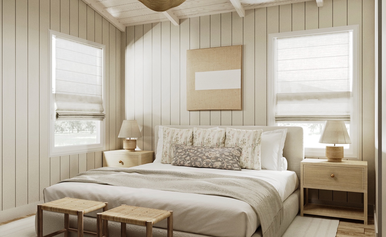 Bedroom 1 has a king-size bed.