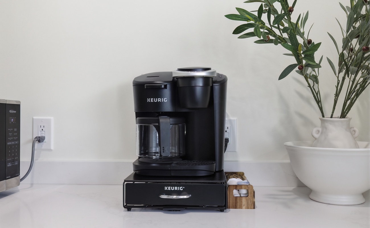 Start your morning right with a fresh brew from the Keurig station.