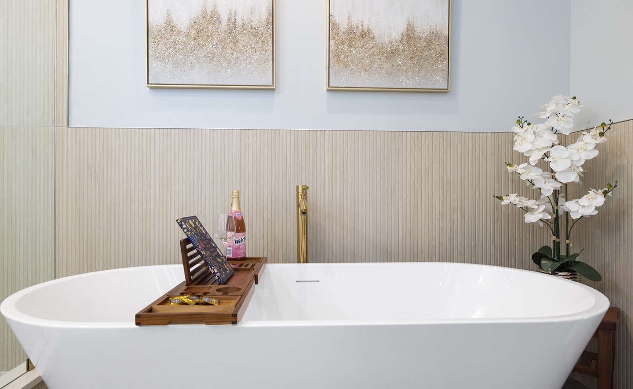 A calming soak awaits, perfect for unwinding in Harbert.
