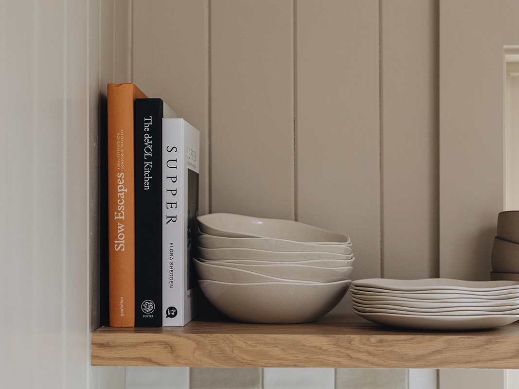 Even the plates and bowls are hand-selected at this fabulous vacation rental.