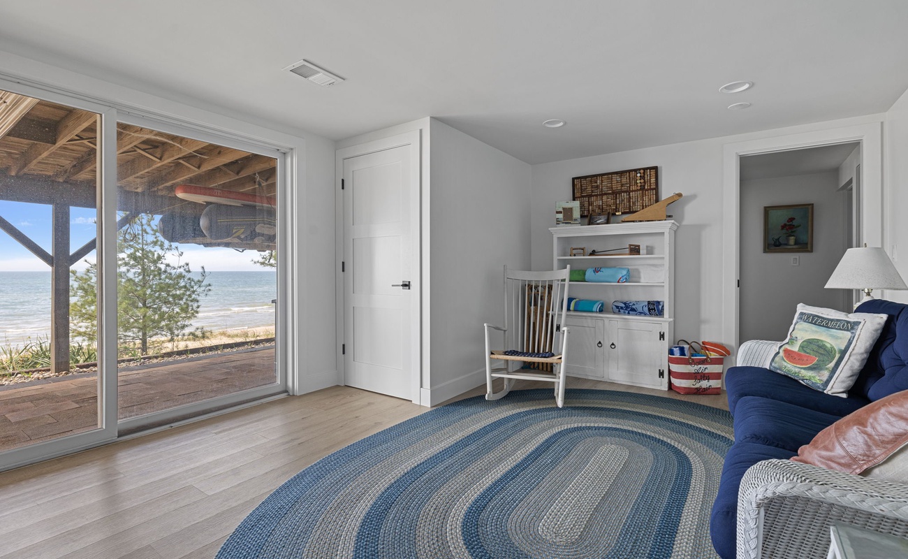 Oh yeah, the family room ALSO has magnificent Lake Michigan views, all day long!