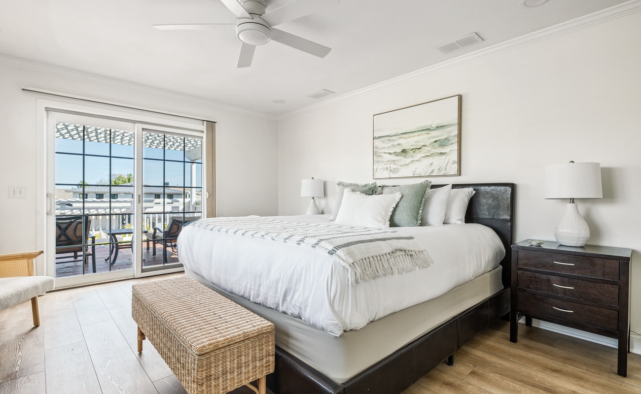 Bedroom 2 is on the upper level & has a king-size bed.