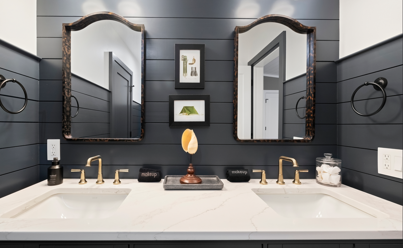 A refined double vanity - it's what every couple needs.