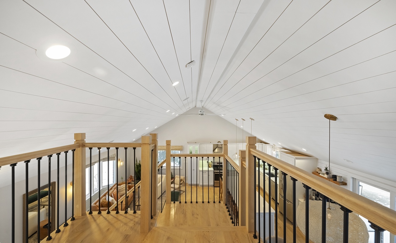 The airy loft vantage point offering a glimpse of every shared moment below.