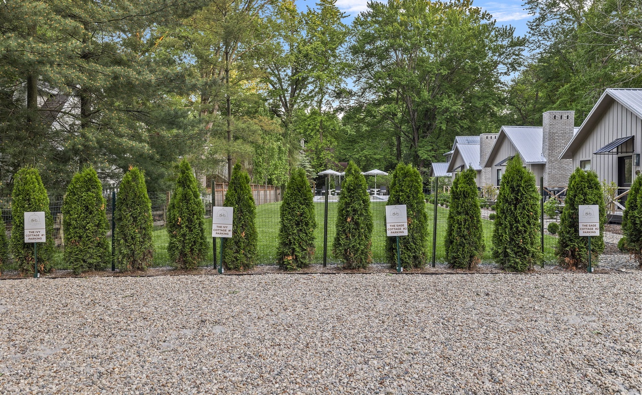 Winding through the trees and bushes.