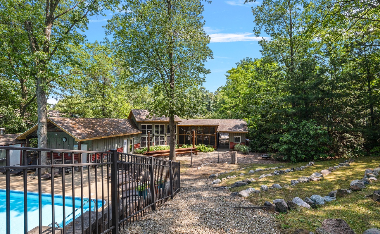 Camp Buffalo's community pool, amphitheatre and club house.