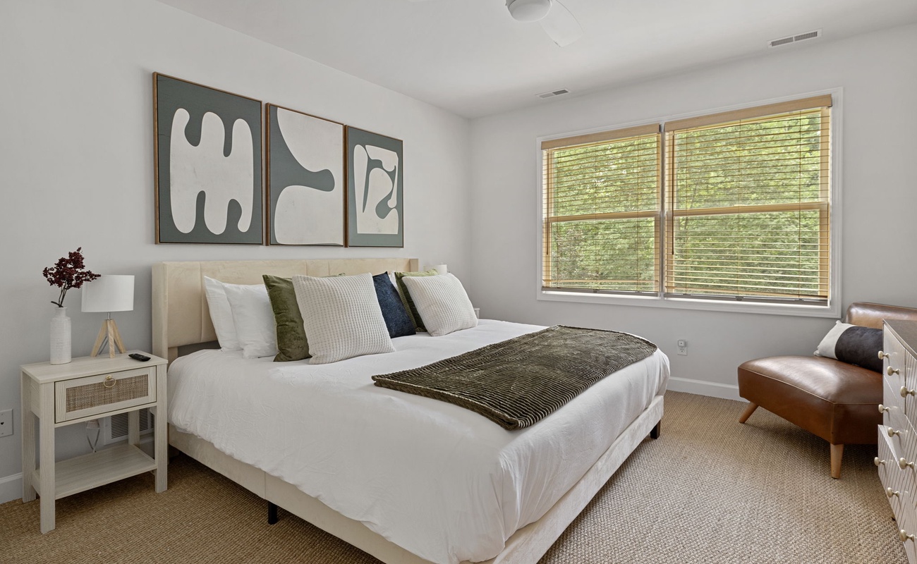 Bedroom 2 is on the upper level & has a king-size bed.