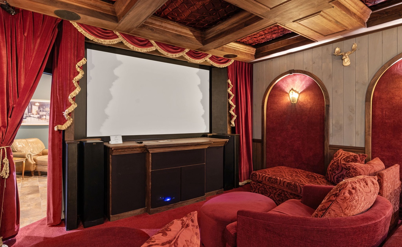Movie nights are taken to an entirely new level in the posh screening room .