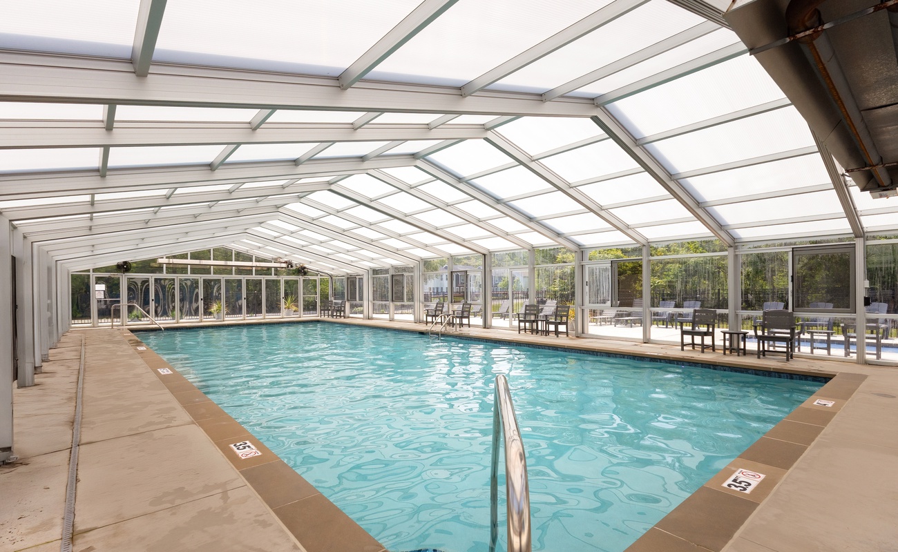 Swim year-round in Harbor Club’s resort-style indoor pool.