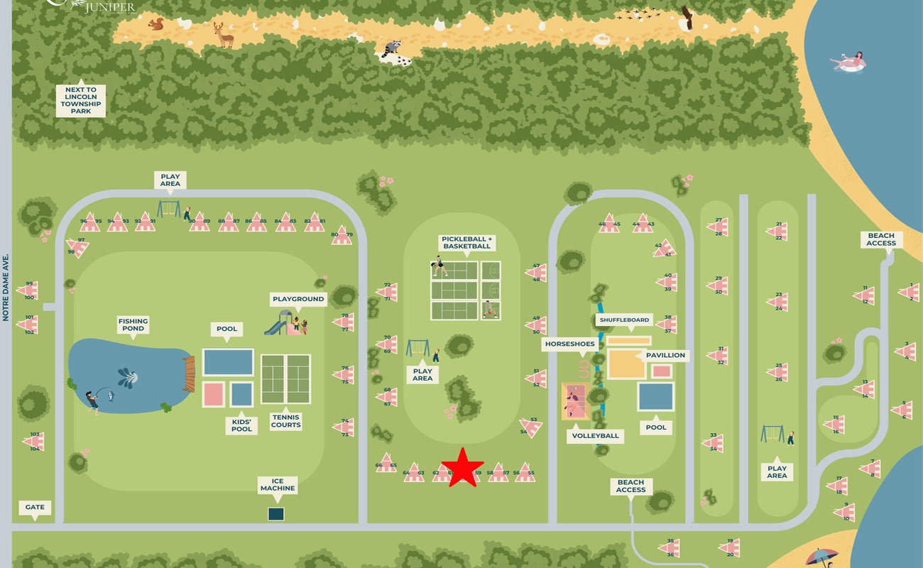 Chalet #60's location is indicated by the red star on the map.