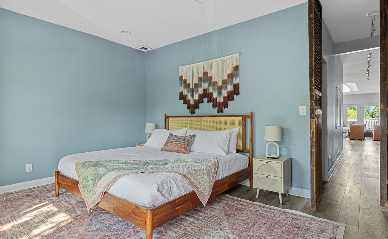 Bedroom 1 has a king-size bed.