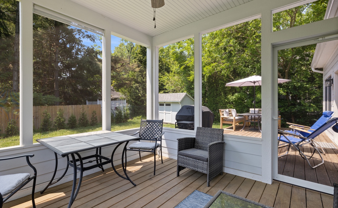 Our screened porch is a pure delight on summer afternoons.