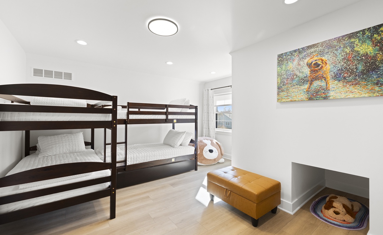 Light filled bunk room where little travelers feel right at home.