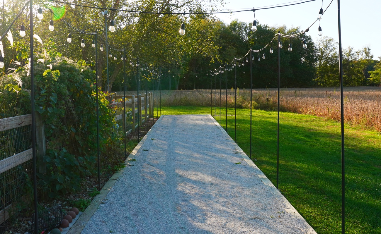 Bocce fun framed by the fields of Berrywood Farm.