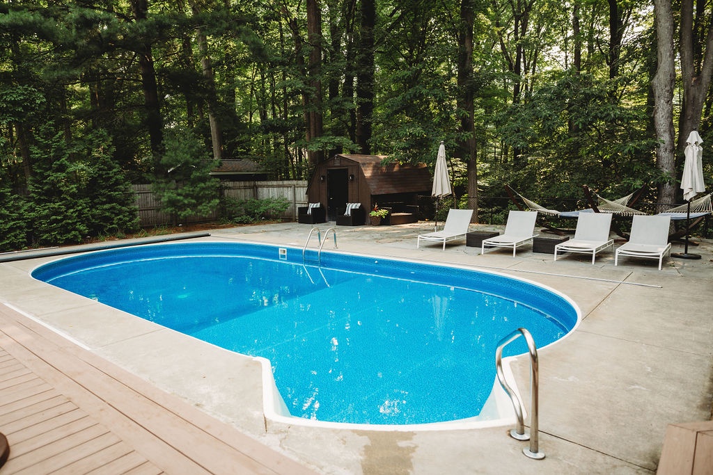 Sun-soaked swims, lazy floats, and lounge time beneath the trees.