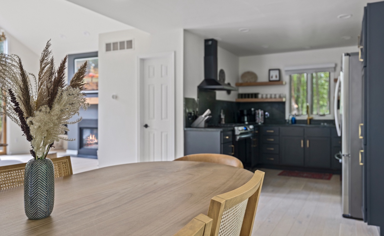 Entertain guests at the table while prepping in the kitchen.