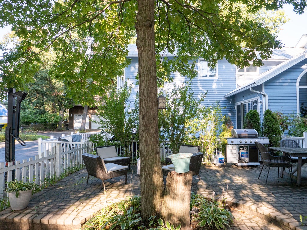 Outdoor seating and grill - who's bringing the hot dogs?