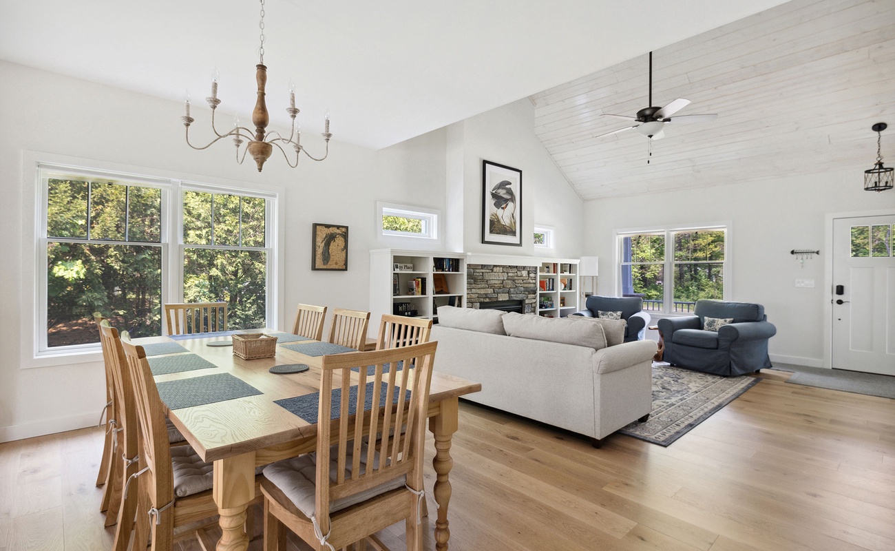 Gather around the beautiful harvest table that seats eight.