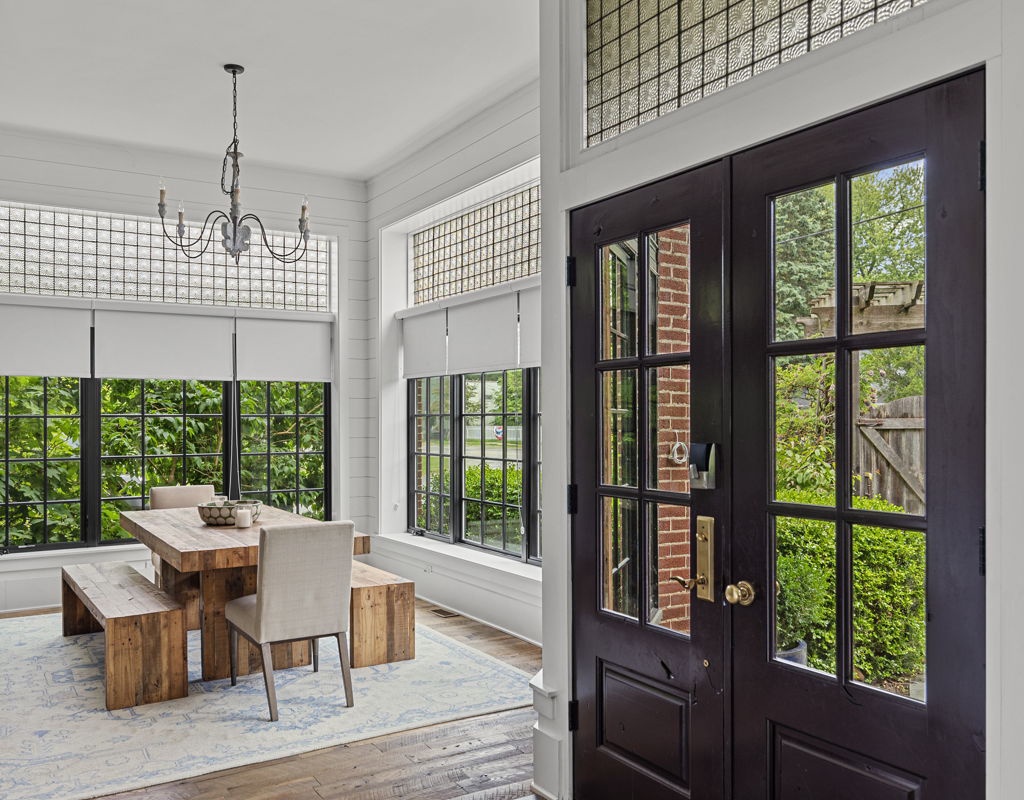 The grand foyer entry of The Black Door Bungalow is a showstopper that greets every guest.