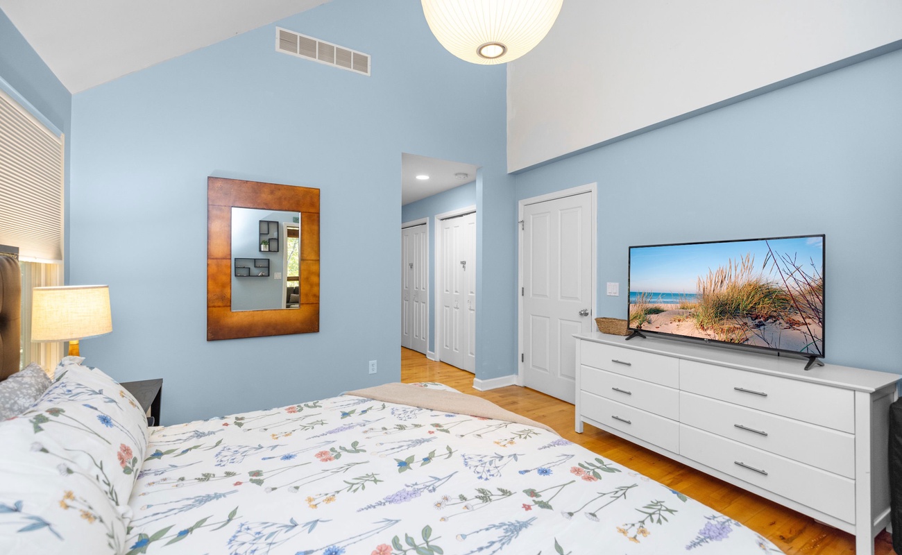 Bedroom 1 is on the main level & has a king-size bed.