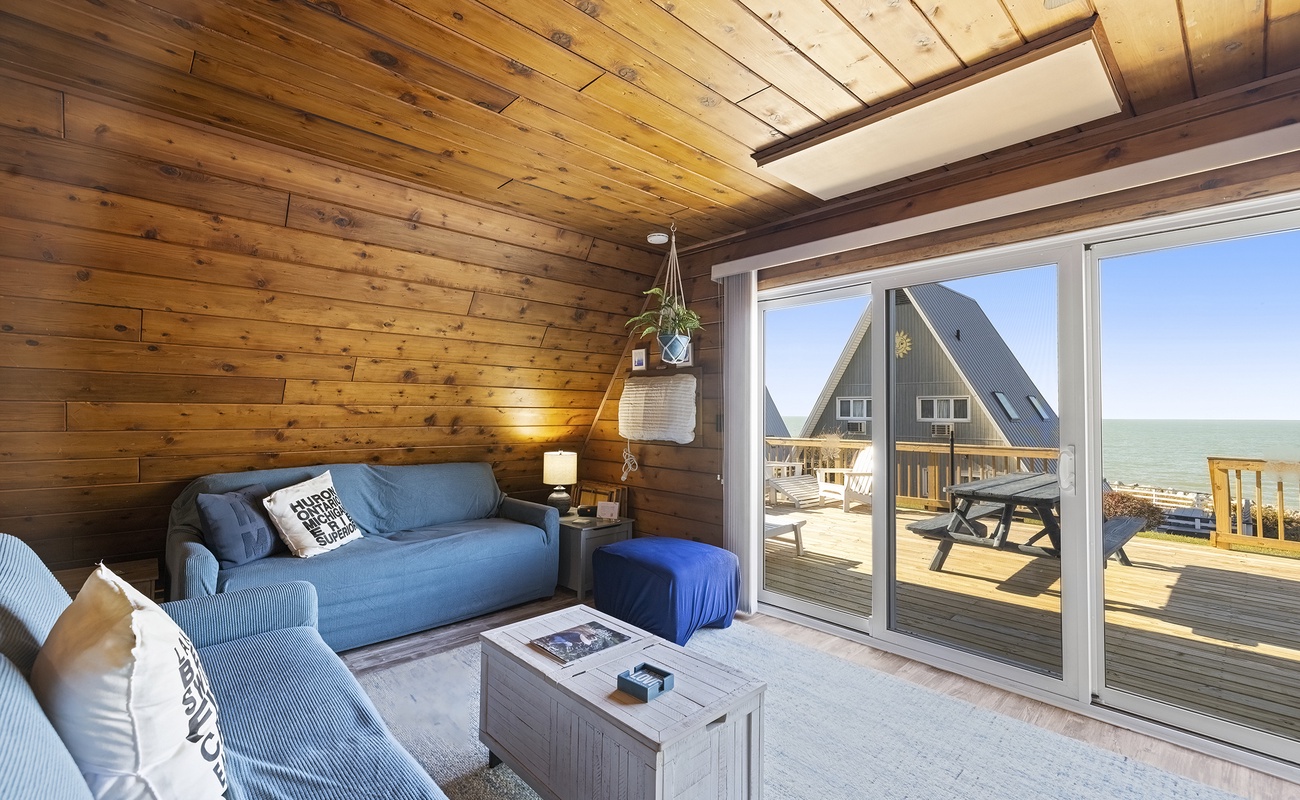 Sliding doors extend the Chalet's living space to the outdoor deck.