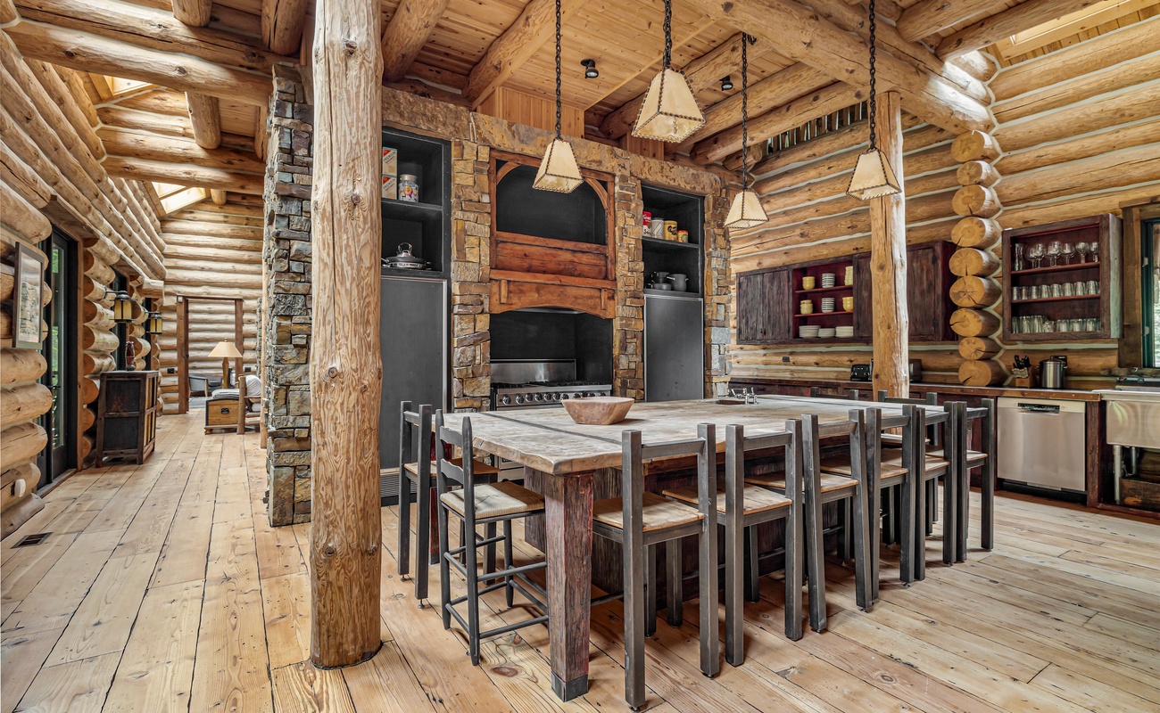 Wake up to fresh coffee and forest views from this cozy dining nook.