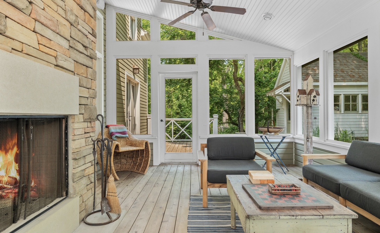 The perfect perch for fireside games and forest views.