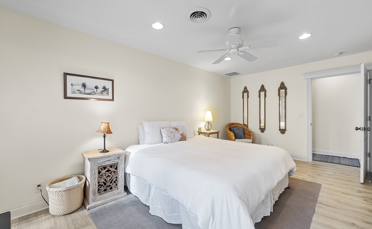 Bedroom 2 is on the upper level and has a king-size bed.