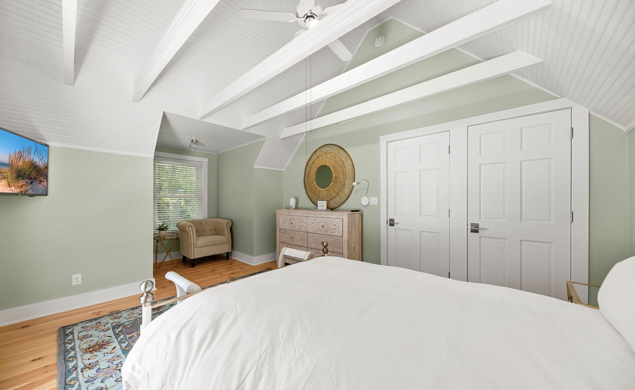 Bedroom 2 is on the upper level & has a queen-sized bed.