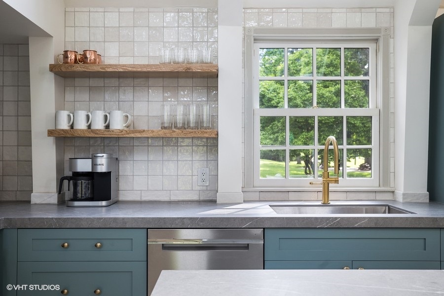 Open shelving makes it easy to find what you are looking for.