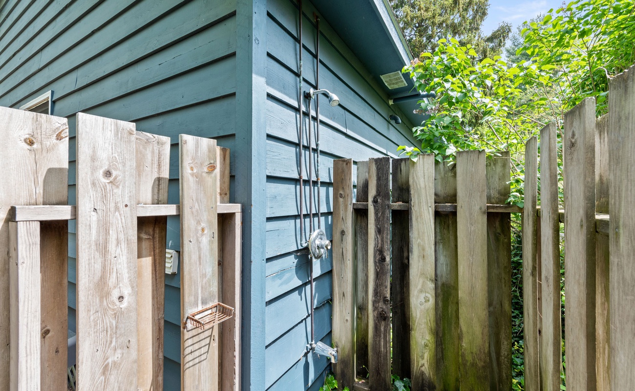 An outdoor shower is the perfect amenity for after the beach!