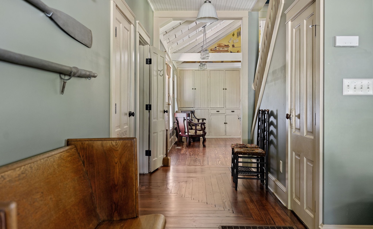 Charming hallway with vintage vibes and rustic charm.