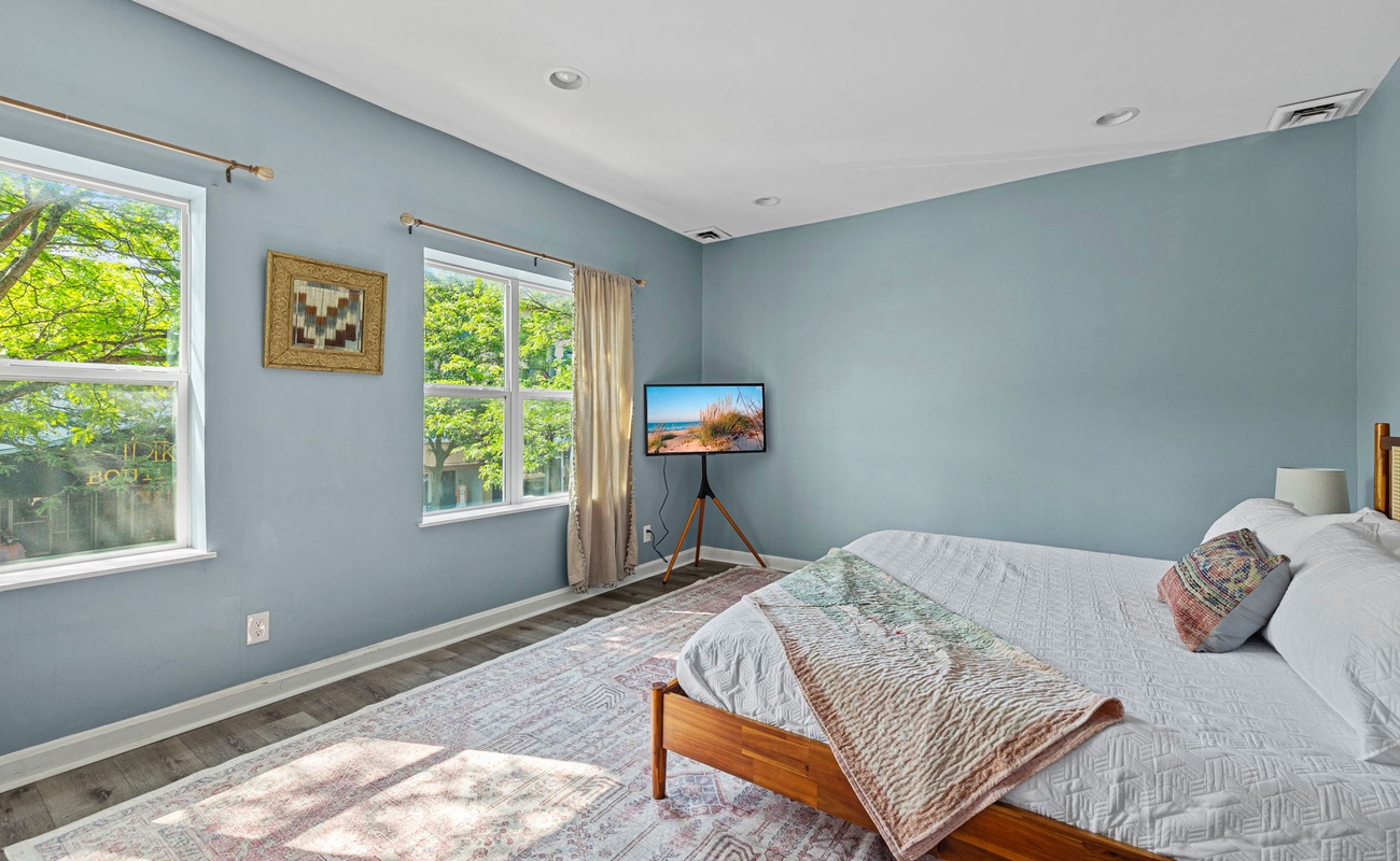 Dive into relaxation in this tranquil blue haven.