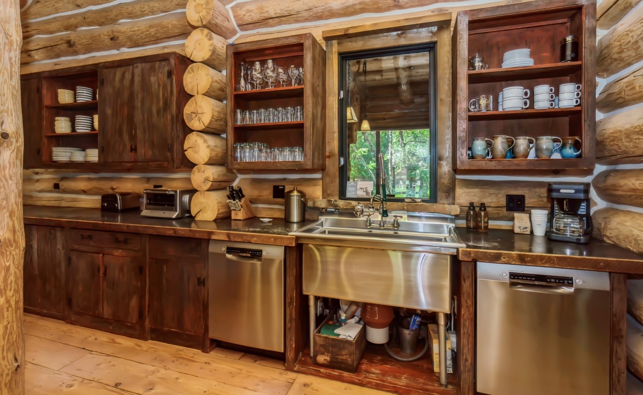 Rustic wood, sleek steel, and everything you need to settle in.