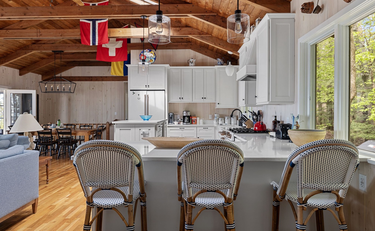 Guests often rave about the gorgeous exposed wood throughout this lovely home.