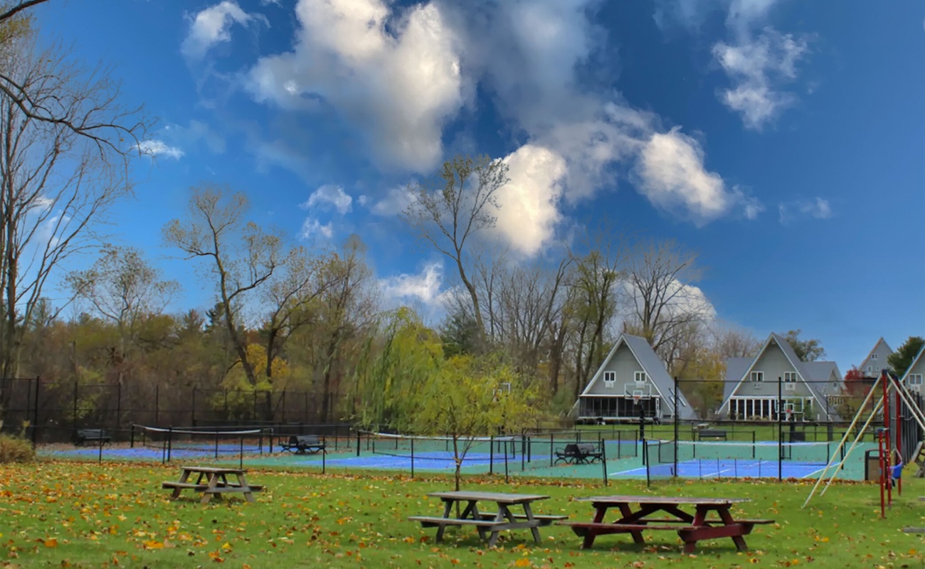 Enjoy sunny tennis matches or family picnic time on the lawn.