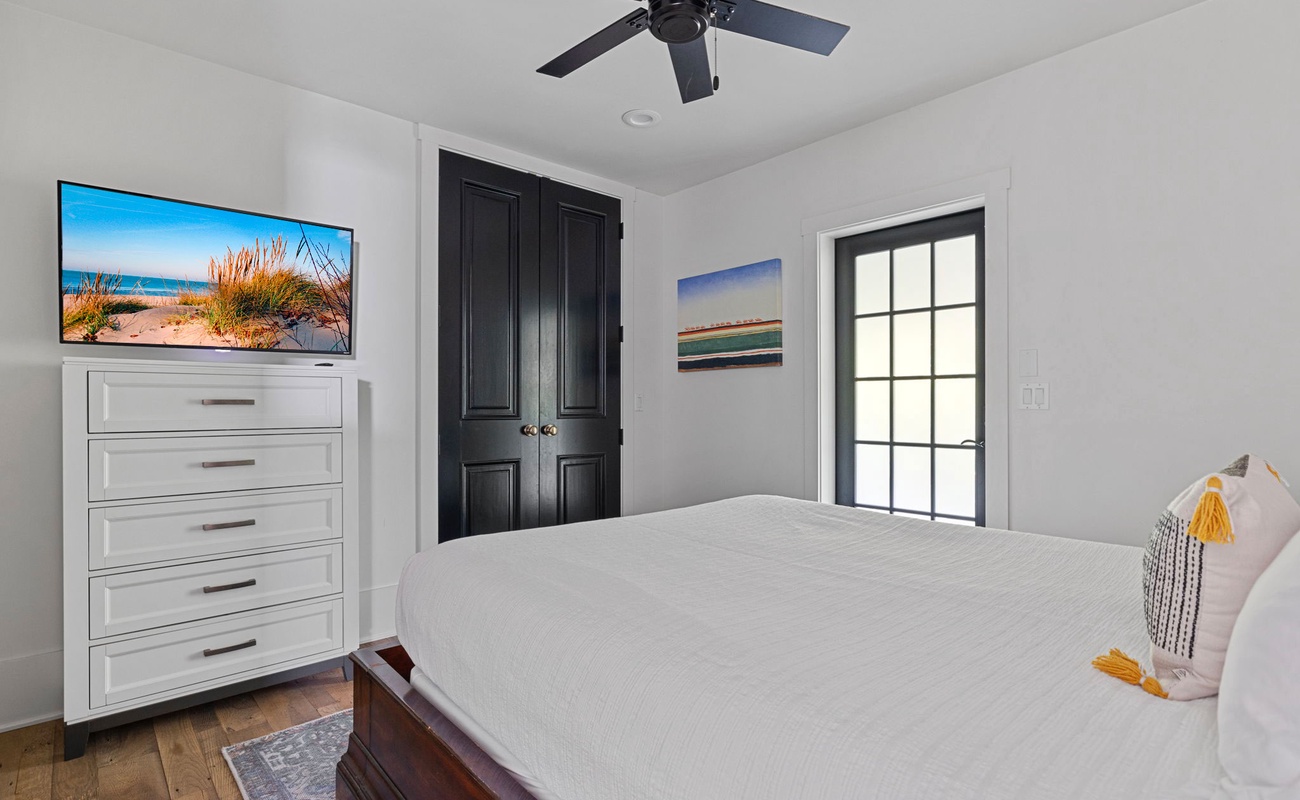 Every bedroom is styled with luxury linens, furnishings, and a Smart TV.