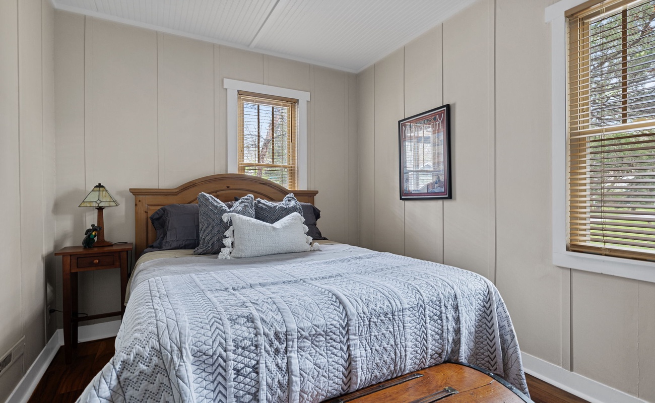 Bedroom 2 has a queen-size bed.