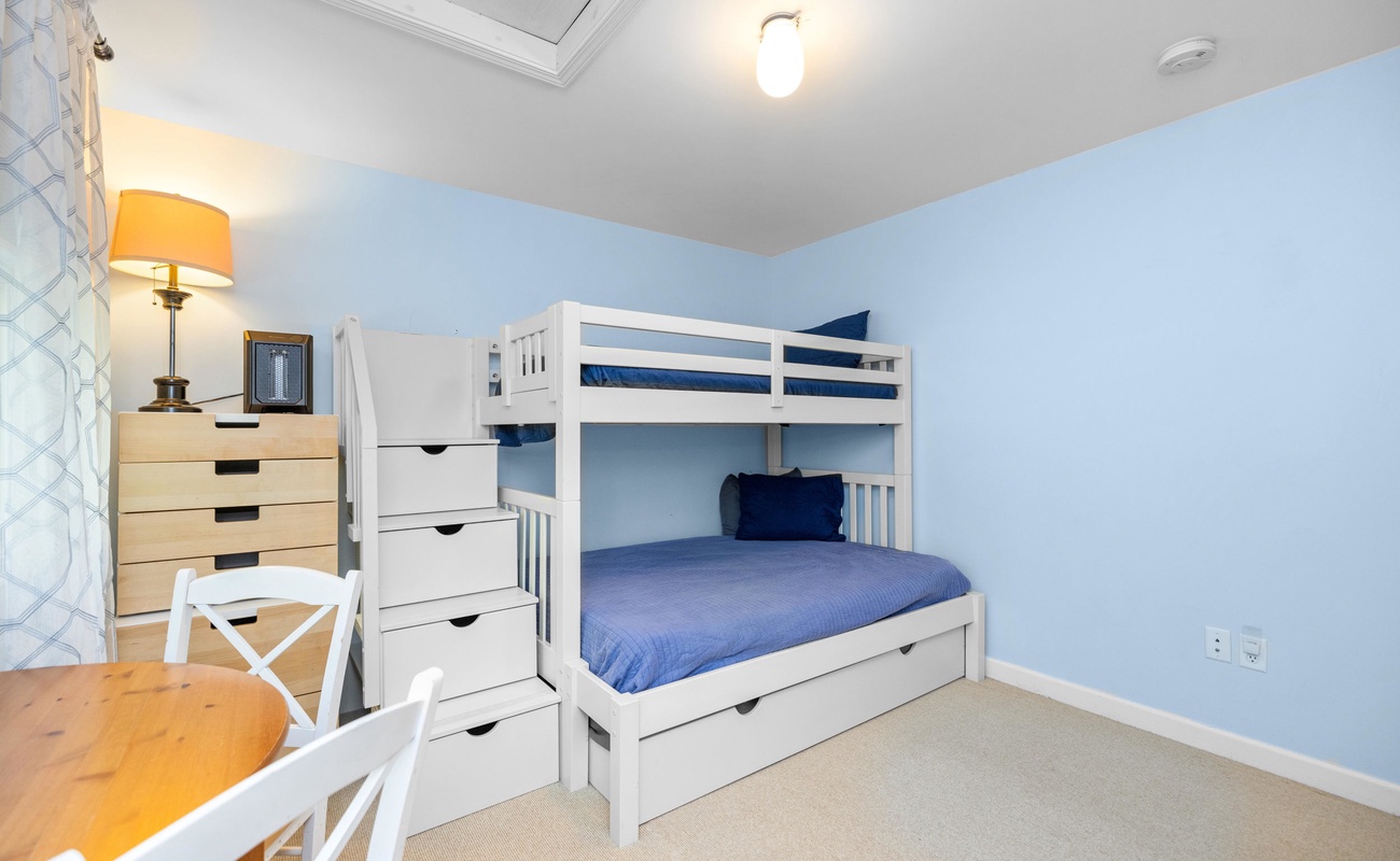 Bedroom 3 is on the upper level & has a twin-over-full size bunkbed.
