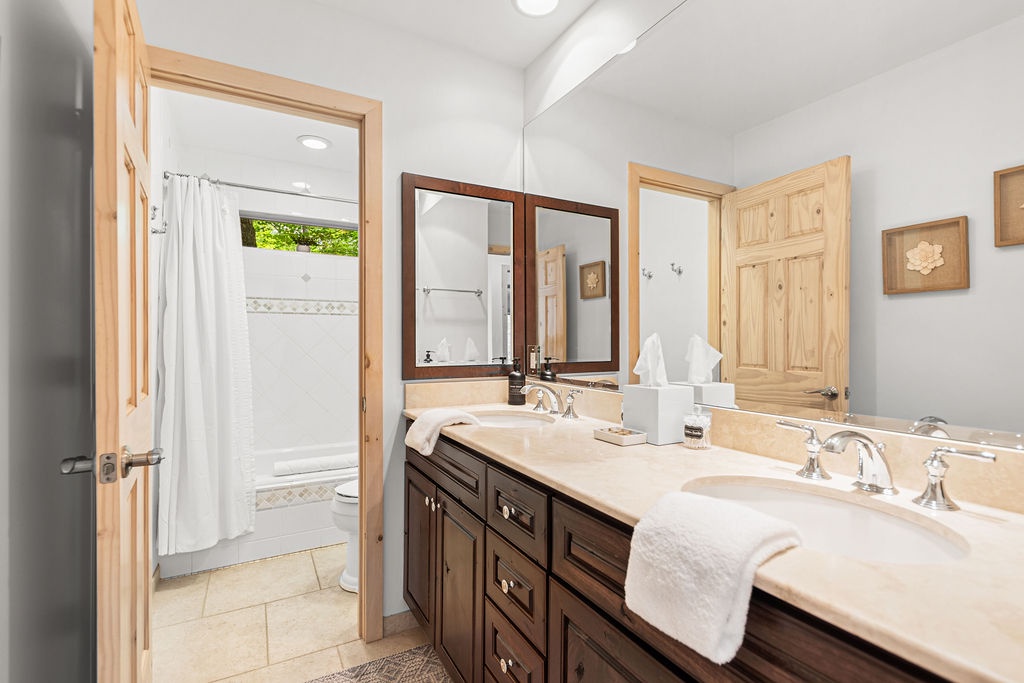 Plenty of space to primp and prep for daily rituals.