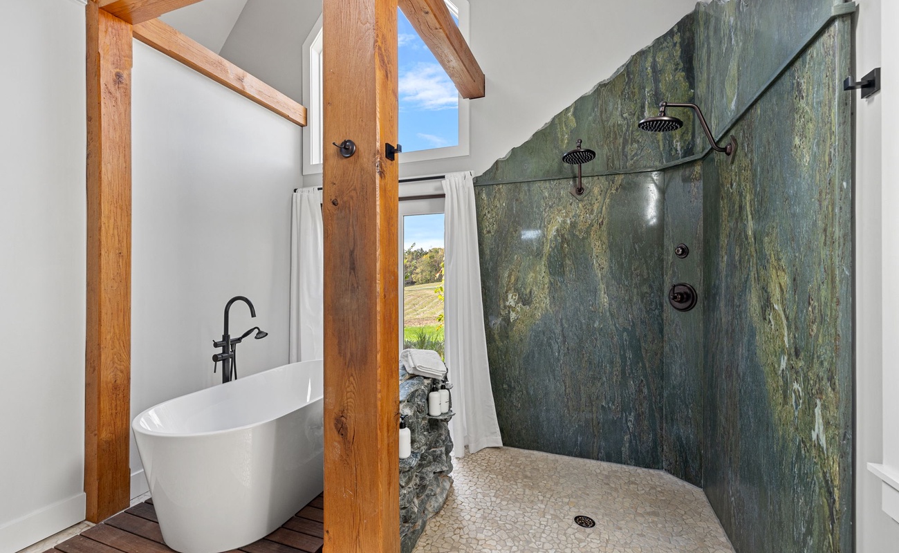 The hardest decision: a long soak or a refreshing shower with a view?
