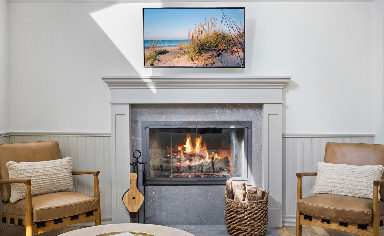 Our gas fireplace is a delight on cool evenings.