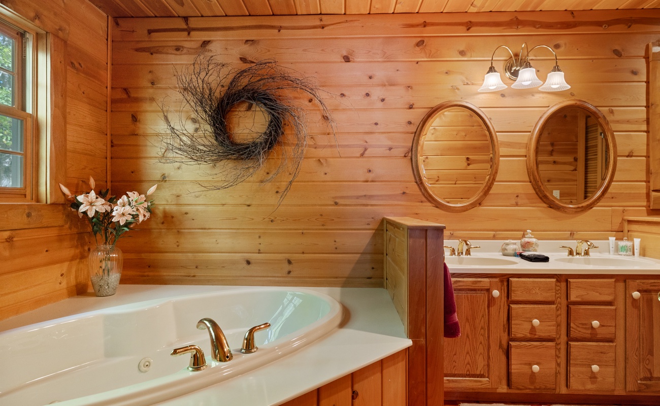 Indulge in a relaxing soak in the luxurious soaker tub.