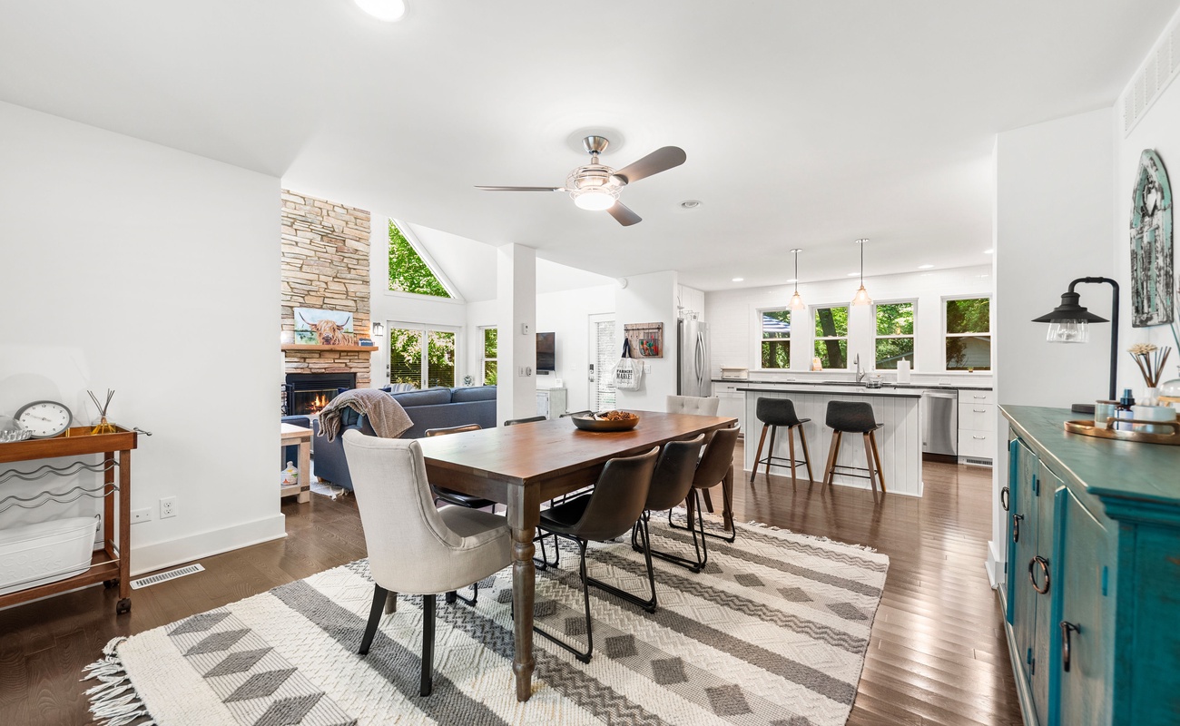 From kitchen to fireplace, this home brings people together.