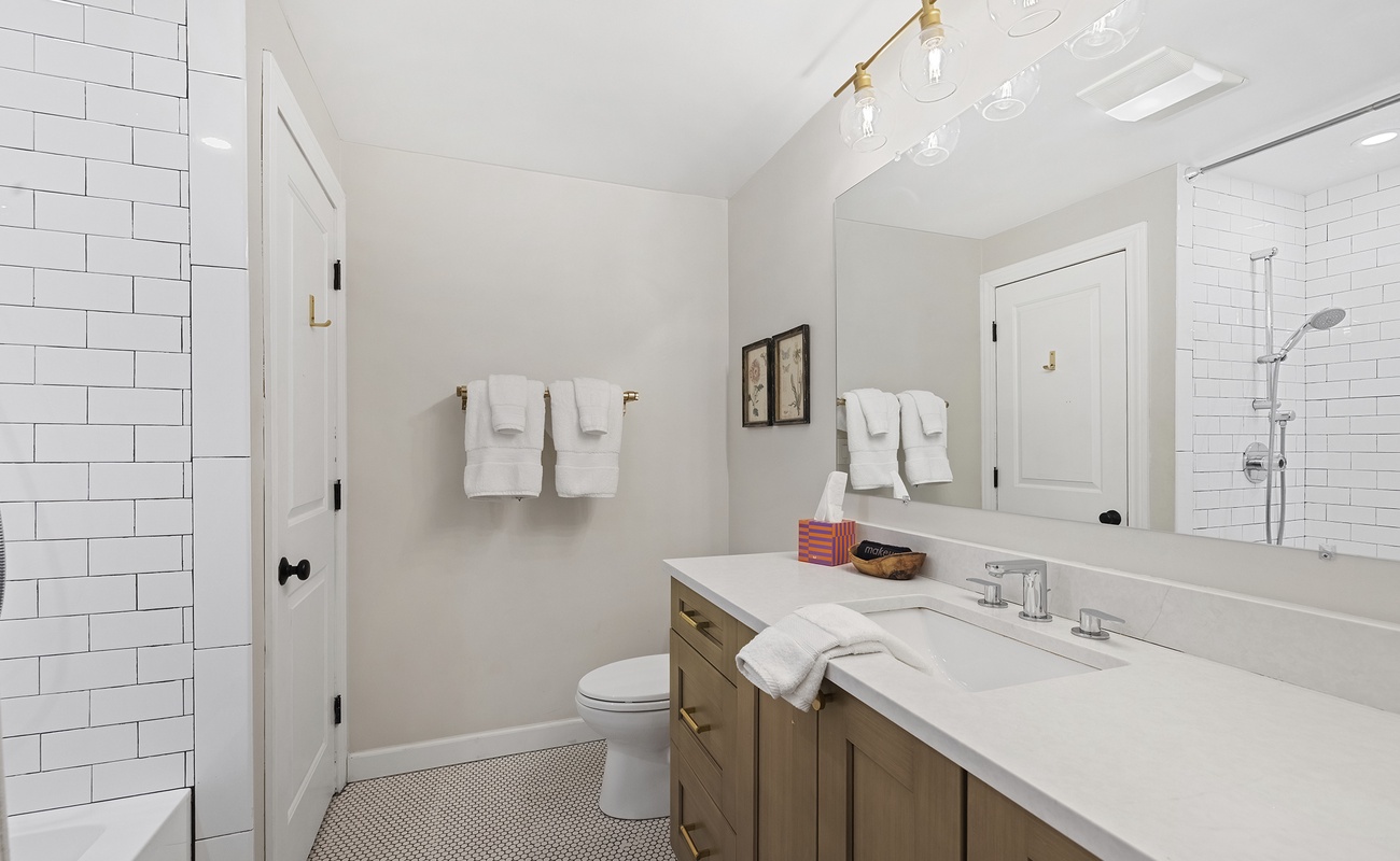Soft neutrals and clean lines give this bathroom a soothing feel.