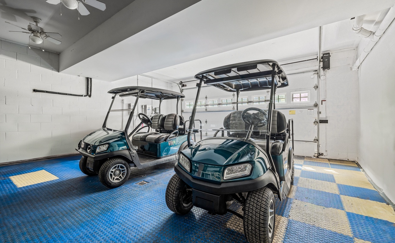 Explore the neighborhood or hit the beach in one of two included golf carts!