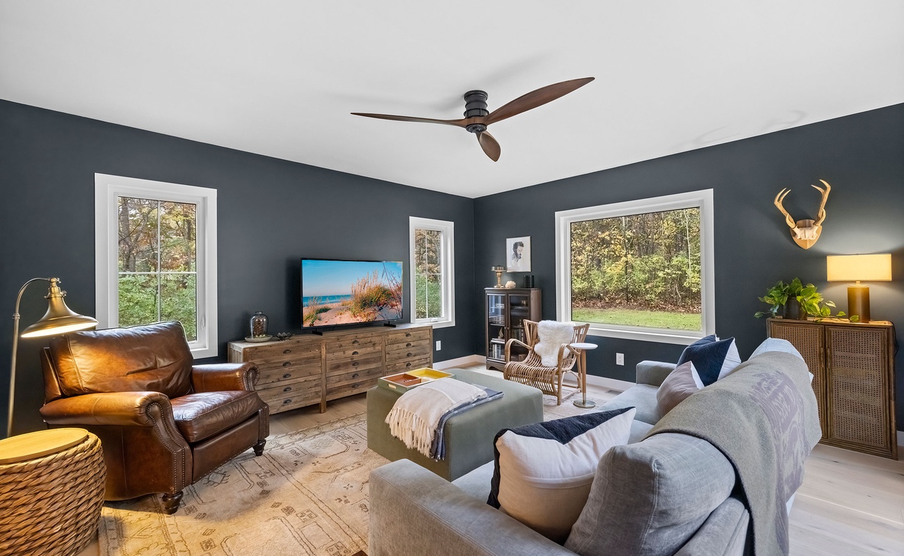 Evenings unfold here with movies, music, and unhurried family time.