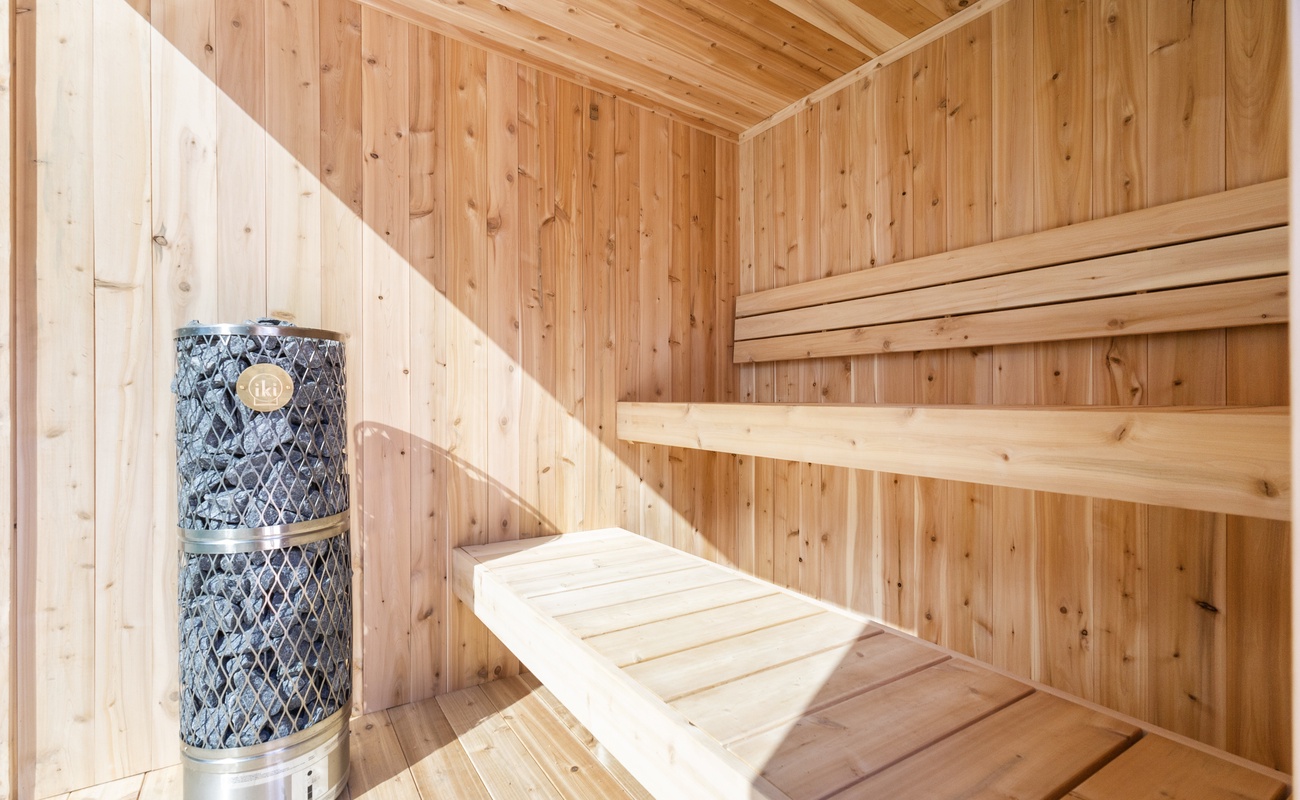 A luxury escape starts with a little sauna glow.